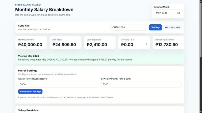 Expense Tracker interface
